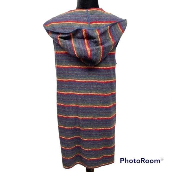 ASIRI Alpaca Wool Sleeveless Hooded Duster Cardigan size Large Made in Peru - Picture 2 of 5